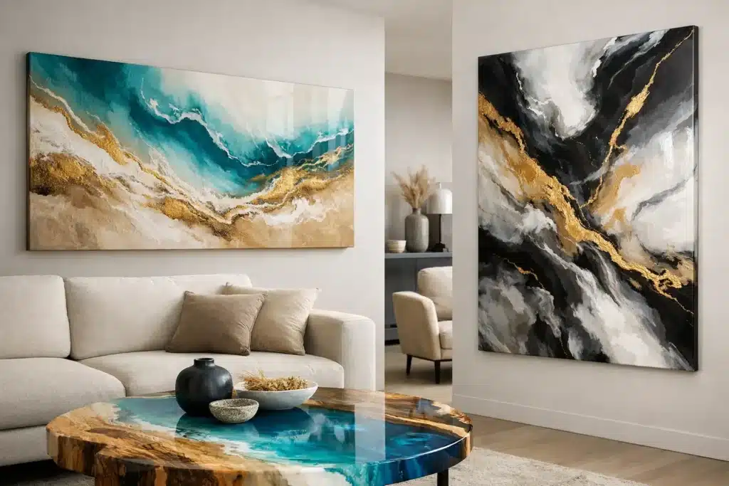 Cuadros abstractos de resina para interiores únicos