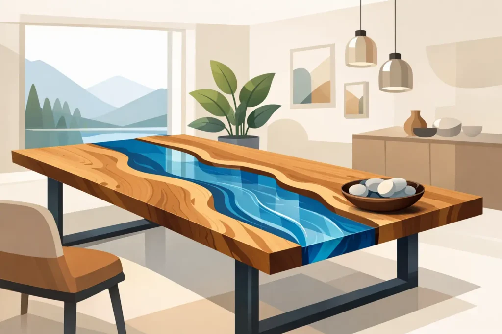 Mesa de río a medida para interiores únicos