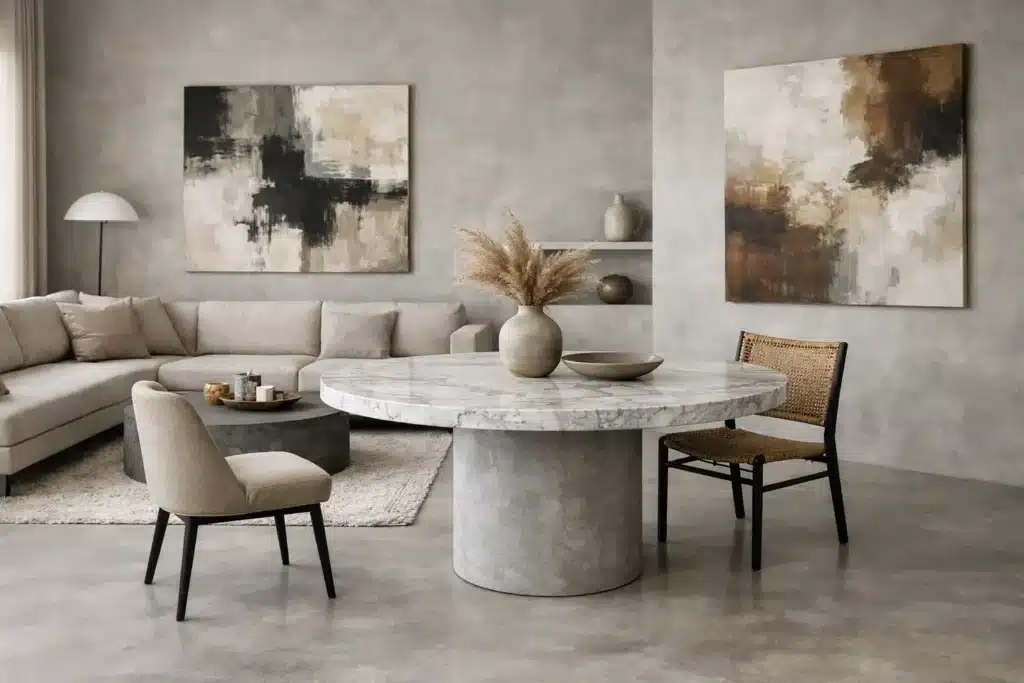 Colores de microcemento para un salón con estilo
