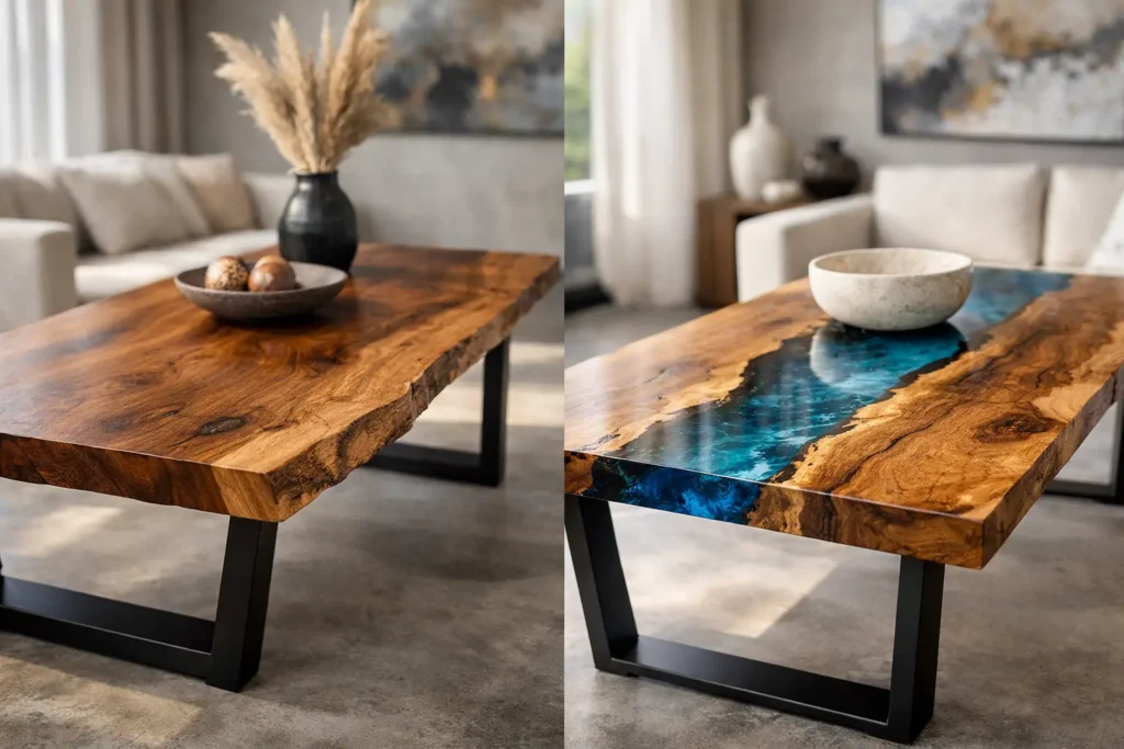 Mesa maciza o resina para un hogar único