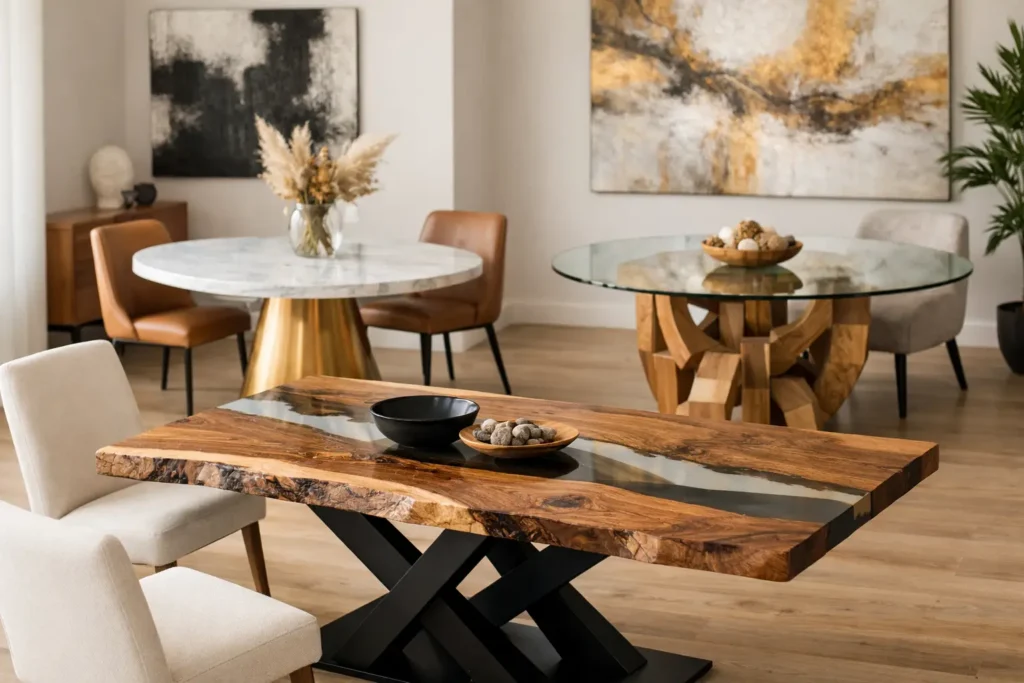 Mesas modernas para interiores con personalidad