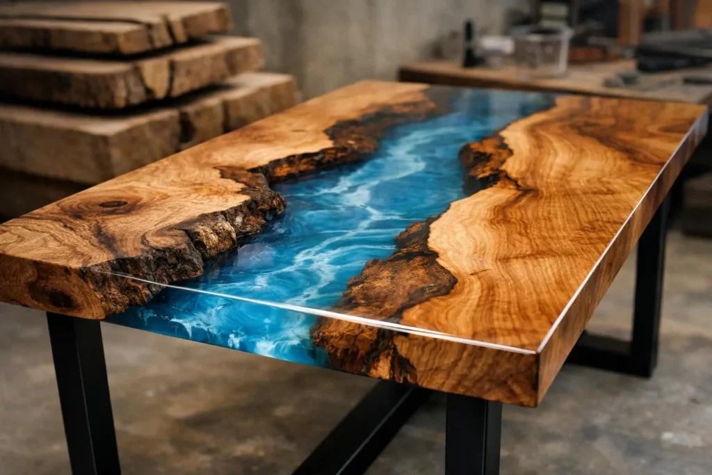 Qué madera usar en resina para una mesa única