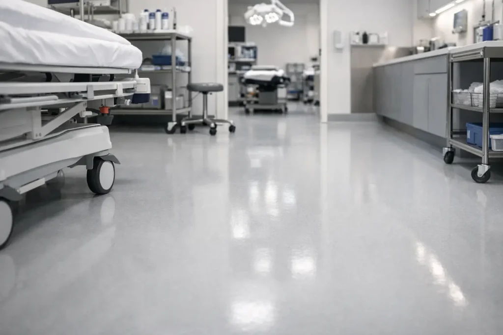 Suelo de resina clínica para espacios sanitarios
